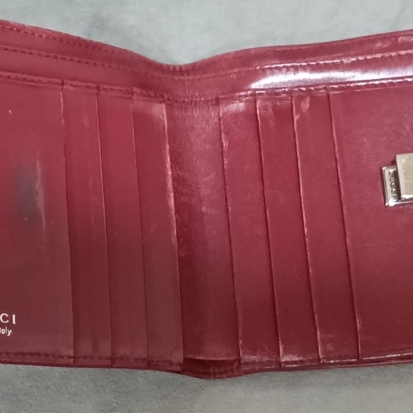 GUCCI MAROON RED LEATHER WOMANS MENS VINTAGE UNISEX WALLET - Picture 6 of 7